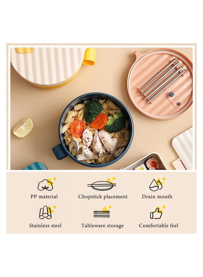 Zikra Microwave Ramen Bowl with Handles Noodle Bowl With Lid And Chopsticks BPA Free Food Grade for Home Office College Dorm Room Instant Cooking Blue - Image 3