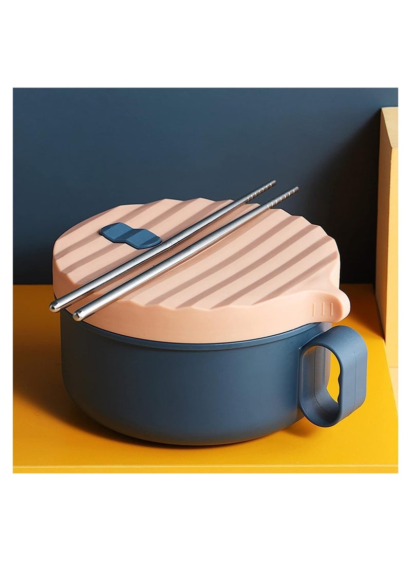 Zikra Microwave Ramen Bowl with Handles Noodle Bowl With Lid And Chopsticks BPA Free Food Grade for Home Office College Dorm Room Instant Cooking Blue - Image 2
