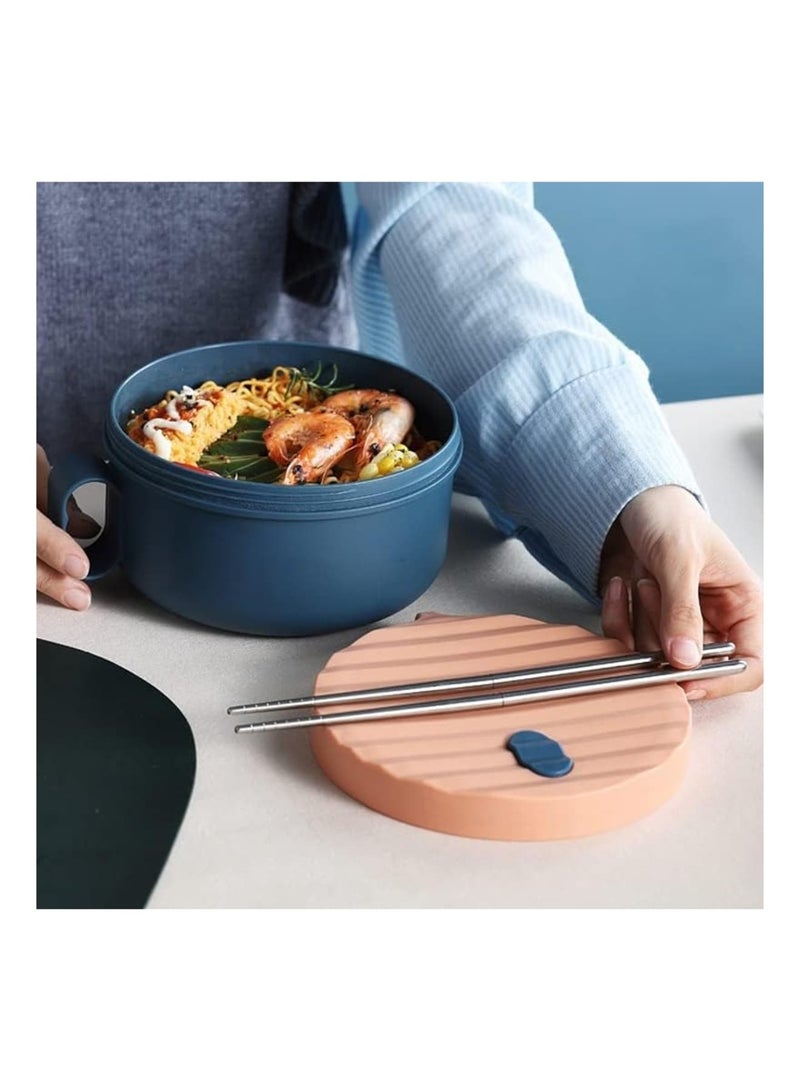 Zikra Microwave Ramen Bowl with Handles Noodle Bowl With Lid And Chopsticks BPA Free Food Grade for Home Office College Dorm Room Instant Cooking Blue - Image 5