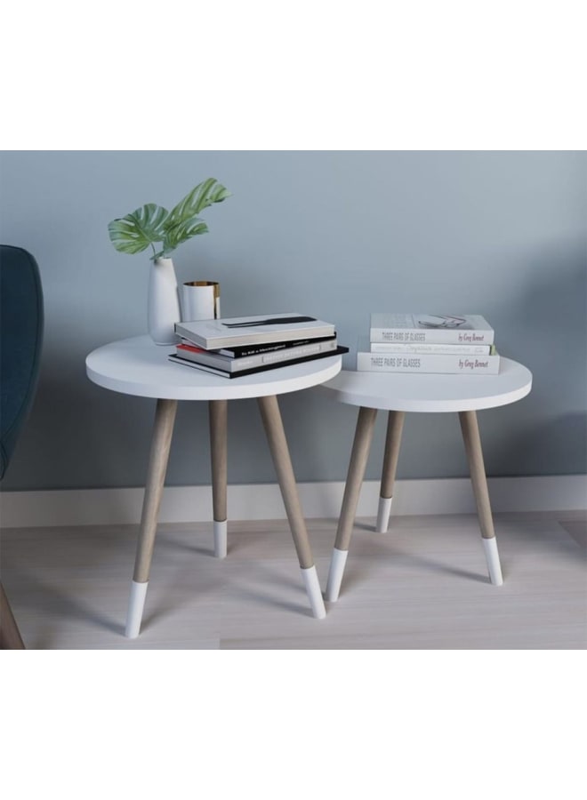 Retro RA-T21 Side Table 2 Pieces 40x50x40cm - White - Image 1