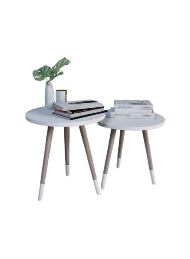 Retro RA-T21 Side Table 2 Pieces 40x50x40cm - White - Image 2