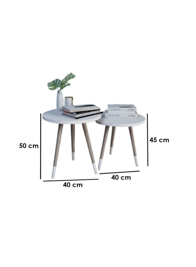 Retro RA-T21 Side Table 2 Pieces 40x50x40cm - White - Image 3
