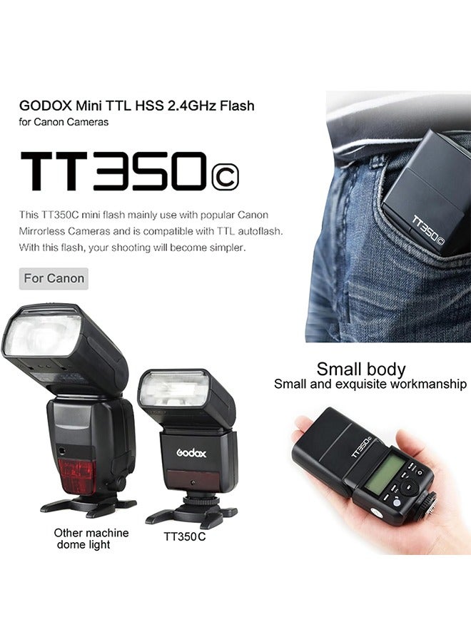 Godox TT350C Flash for Canon Camera, 2.4G Wireless Speedlight Canon GN36 1/8000s HSS Speedlite, Mini Thinklite TTL Camera Flash Compatible for Canon Camera  - Image 5