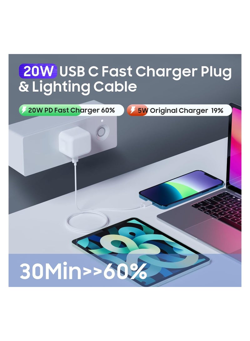 Baytion 20W USB-C Fast Charger Plug with 2M Cable for iPhone 14, 13, 12 Pro Max/Mini/Plus, iPad Pro | Quick Charging Adapter  - Image 2