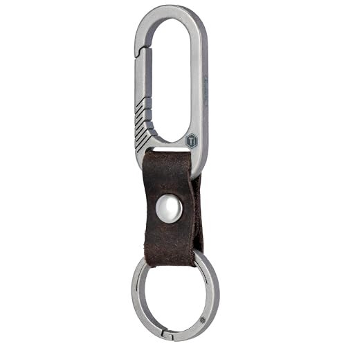 KeyUnity KM21SW Titanium Belt Clip Carabiner Leather Keychain Holder with Removable Key Ring - Image 1