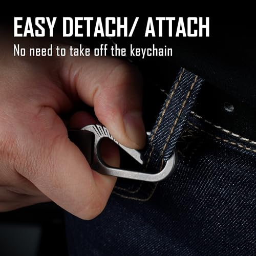 KeyUnity KM21SW Titanium Belt Clip Carabiner Leather Keychain Holder with Removable Key Ring - Image 2