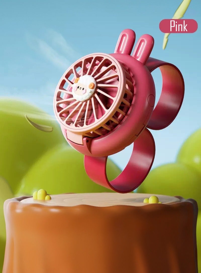 Manhua Children's Rabbit Watch Fan USB Charging Cartoon Mini Fan Gift - Image 1