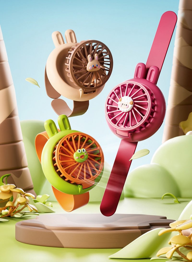 Manhua Children's Rabbit Watch Fan USB Charging Cartoon Mini Fan Gift - Image 2