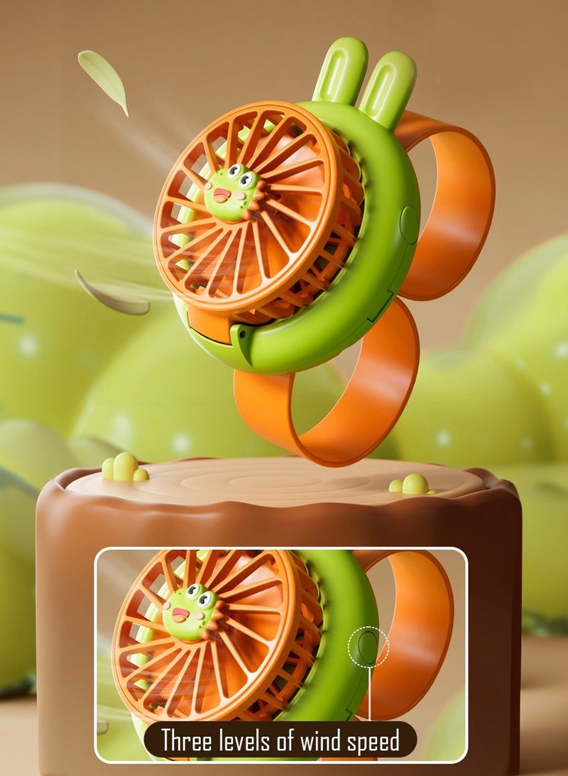 Manhua Children's Rabbit Watch Fan USB Charging Cartoon Mini Fan Gift - Image 4