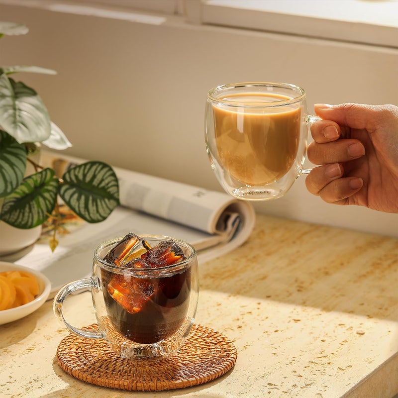 Sweese 5oz Double Wall Glass Espresso Cups Set of 4, Clear Glass Espresso Shot Cups Perfect for Cappuccino, Latte, Tea - Image 4