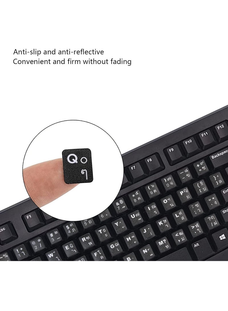 Meetion ملصقات لوحة المفاتيح التايلاندية 2 قطعة، ملصقات الأبجدية التايلاندية، ملصقات استبدال حروف لوحة المفاتيح، ملصقات لوحة مفاتيح الدفتر، ملصقات لوحة مفاتيح الكمبيوتر، ملصقات استبدال مفاتيح لوحة المفاتيح - Image 5