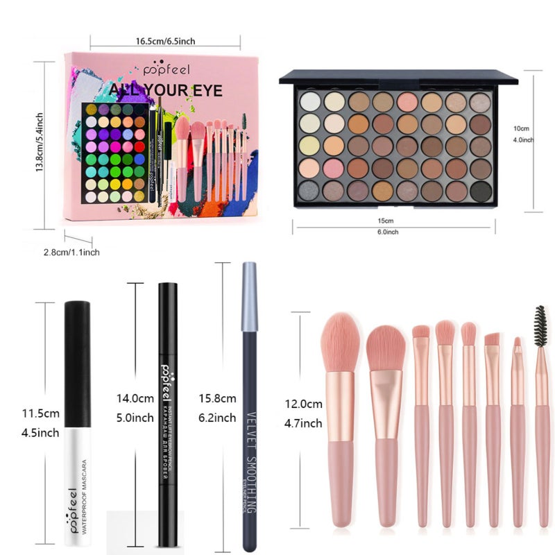 Eyeshadow Palette Mascara Eyeshadow Brush Eyeliner Eyebrow Pencil Combo Set for Beginners  12PC - Image 4