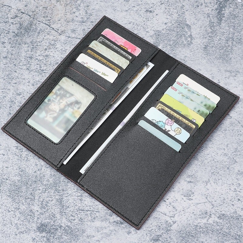 Multifunctional Solid Color PU Leather Wallet, RFID Blocking Design Portable Daily Storage Purse for Cards Cash Coin Business Use - Image 2