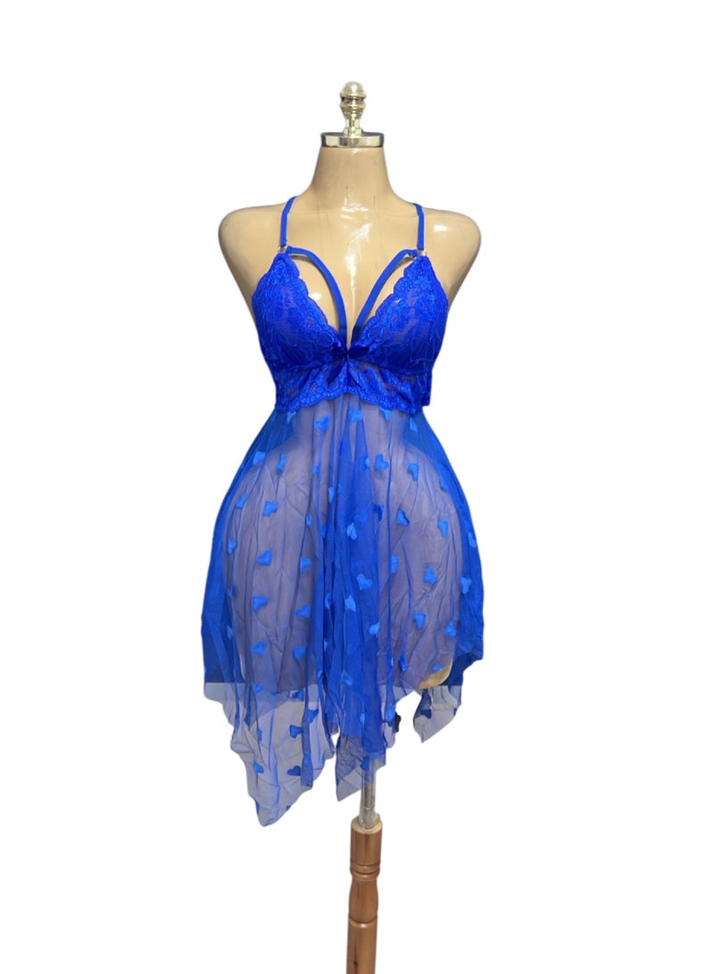 MANIKAN Women's Clothes 3-Piece Set with Robe Lace Heart Pattern Sheer Mesh and Long Sleeve Cover-up - Image 4