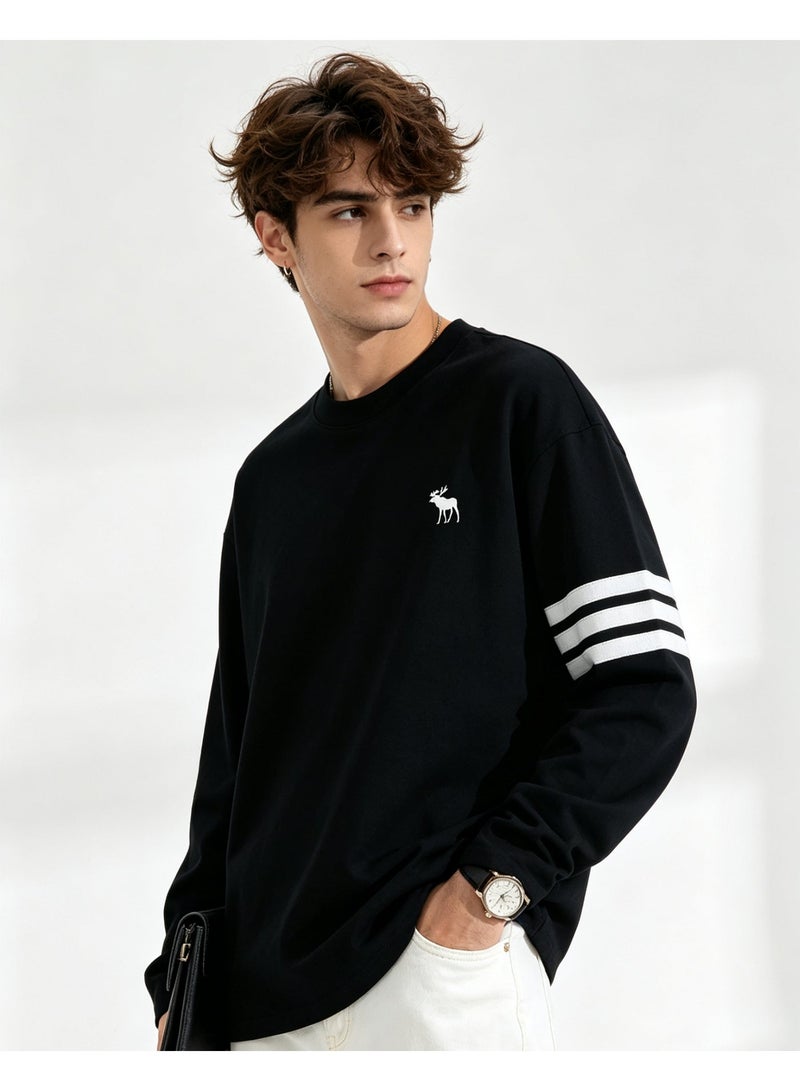 Abercrombie & Fitch Couple Crew Neck Sweatshirt Casual Daily Wear For Men And Women Black - Image 2