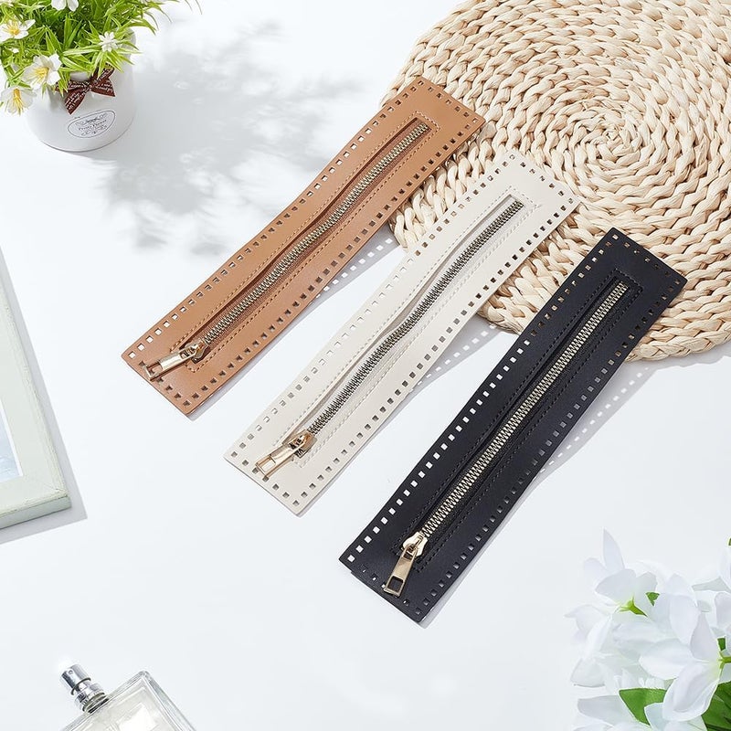 klarako 3 Colors PU Leather Zipper for Sewing, 27cm Length Handbag Metal Separating Zippers Frames Bags Accessories for Knitting Crochet Bags for DIY Shoulder Purse Making Sewing Craft Projects - Image 5