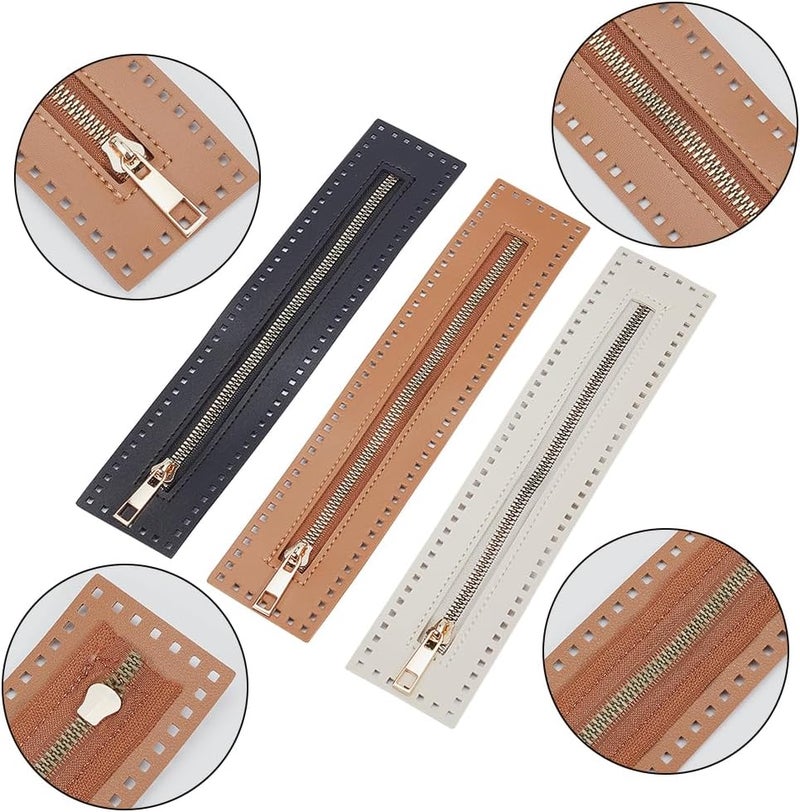 klarako 3 Colors PU Leather Zipper for Sewing, 27cm Length Handbag Metal Separating Zippers Frames Bags Accessories for Knitting Crochet Bags for DIY Shoulder Purse Making Sewing Craft Projects - Image 4