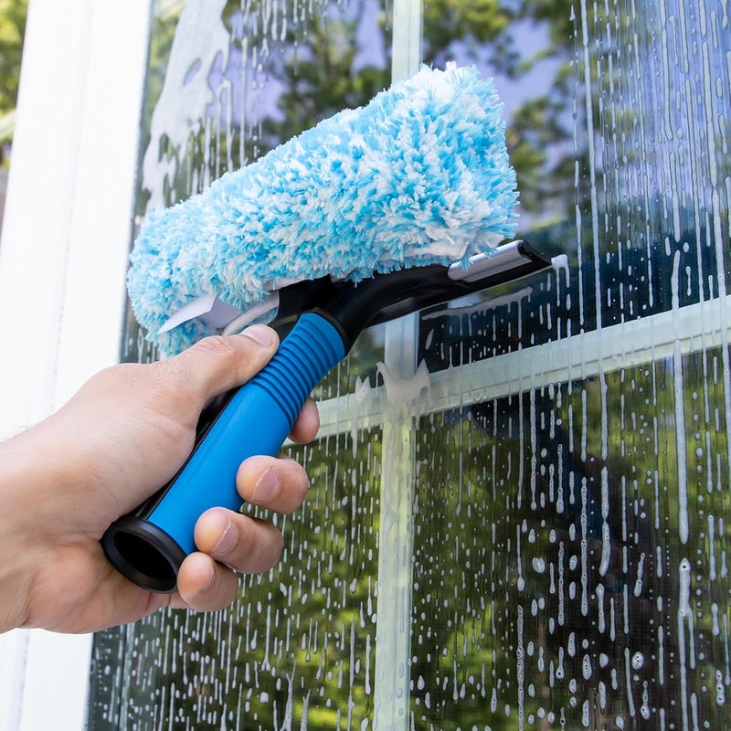Unger Professional 2-in-1 Squeegee & Scrubber - 6” Window Cleaning Tool – Cleaning Supplies, Squeegee for Window Cleaning, Commercial & Residential Use, Reusable Microfiber Sleeve - Image 3
