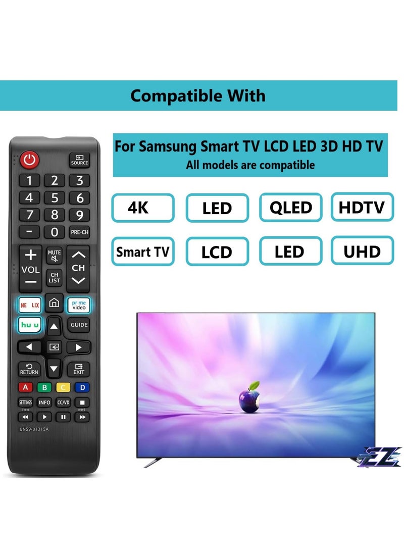 PopZa N59-01315A Replacement Remote Control for Samsung Smart TV All Samsung LED QLED LCD Series 6/7/8/9 4K UHD HDTV HDR Smart Curved Flat TV with Netflix Prime Video Hulu Button with battery - Image 2