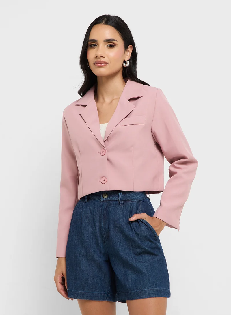 جينجر Single Breasted Cropped Jacket