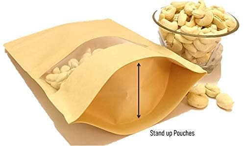 Deera DEERA Stand Up Ziplock Reusable Airtight Kraft Paper Storage Pouch Brown180mmX260mmPack of 25  - Image 3
