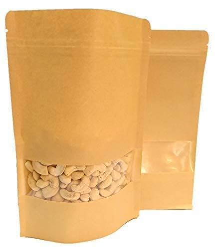 Deera DEERA Stand Up Ziplock Reusable Airtight Kraft Paper Storage Pouch Brown180mmX260mmPack of 25  - Image 2