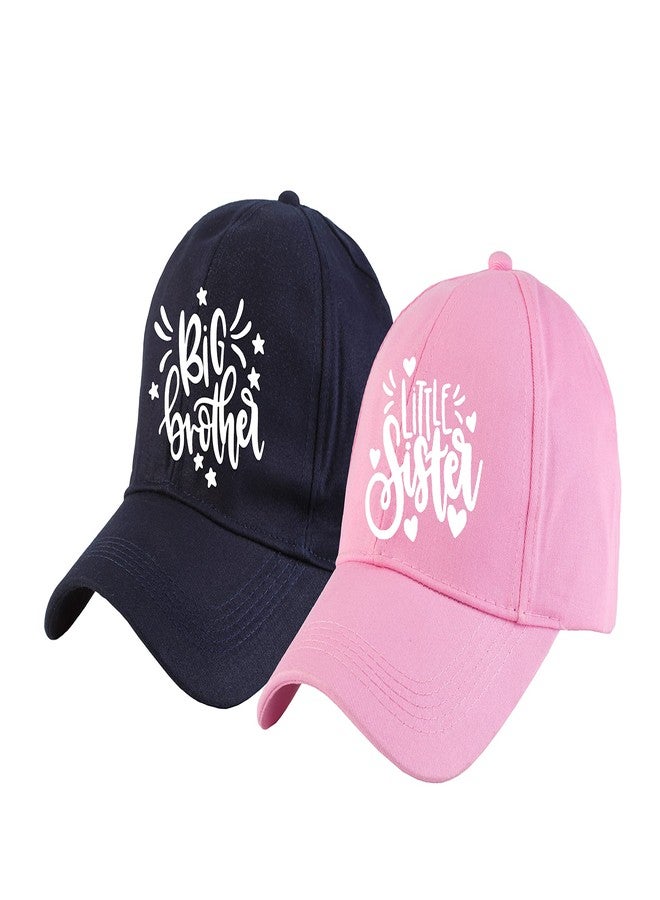 AICA Big Brother & Little Sister Cotton Cap � Blue & Pink Color, Adjustable Strap, Free Size - Image 1