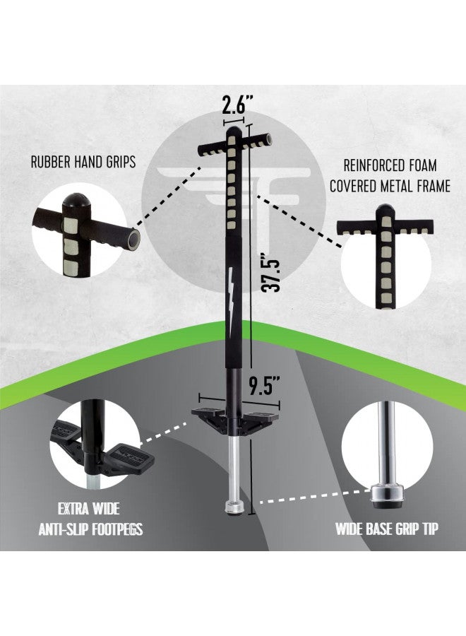 Flybar Flybar Maverick Pogo Stick for Kids Ages 5+, 40 to 80 Pounds, Perfect for Beginners, Easy Grip Handles, Anti-Slip Pegs, Outdoor Toys for Boys, Jumper Toys for Girls, Outside Toys for Kids (Blk/Silver) - Image 3
