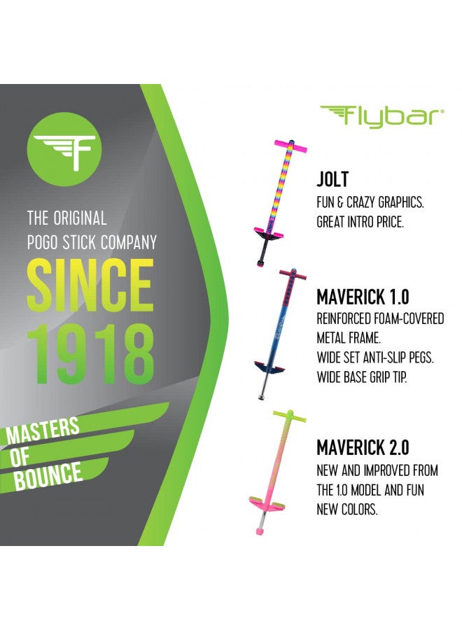 Flybar Flybar Maverick Pogo Stick for Kids Ages 5+, 40 to 80 Pounds, Perfect for Beginners, Easy Grip Handles, Anti-Slip Pegs, Outdoor Toys for Boys, Jumper Toys for Girls, Outside Toys for Kids (Blk/Silver) - Image 2