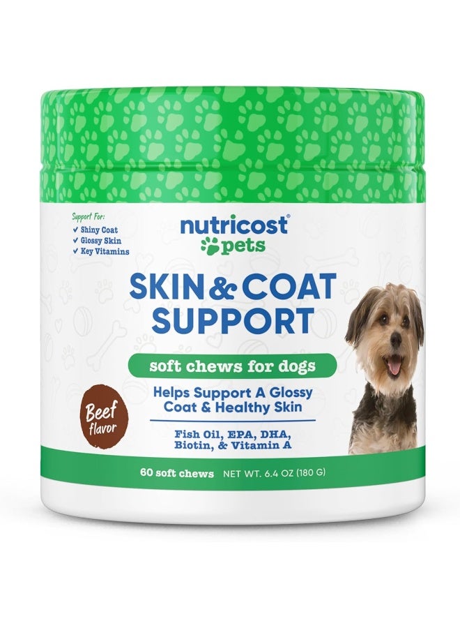 Nutricost Pets Skin And Coat Support Soft Chews For Dogs (Beef Flavored) - Image 1