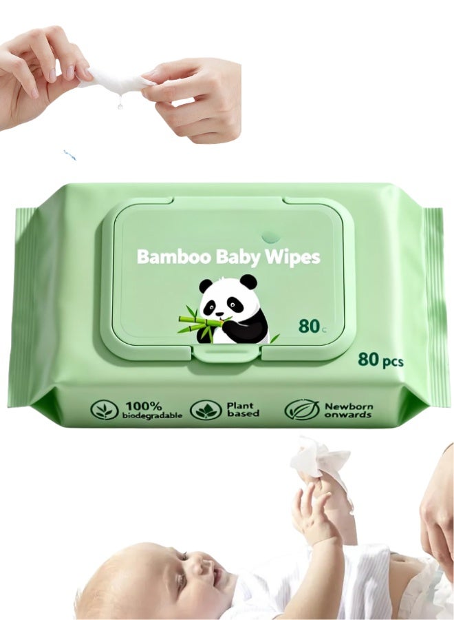 ٨٠ منديل مبلل فاخر للأطفال - مناديل مبللة ناعمة ولطيفة ومرطبة لتغيير الحفاضات وتنظيف اليدين والوجه - Image 1