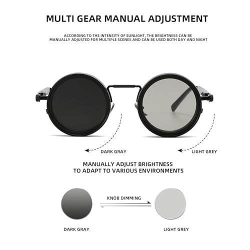 willochra 1-9 Adjustable Sunglasses Moonglass-Nd Filter Lenses Adjustable Tint Rounded Polarized Eyewear for Men (C1) - Image 4