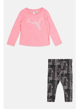 PUMA Toddlers Girl 2 Pcs Sportswear Fit Top And Legging Set, Pink/Grey  - Image 1