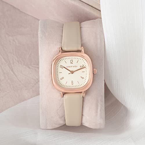 Joker & Witch Women Cinque 26mm White Dial 12mm Beige Faux Leather Watch - Image 5