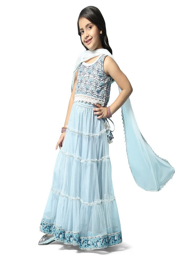 BIBA Girls Voile Lehenga Choli Readymade Powder Blue 10 Years-11 Years - Image 3