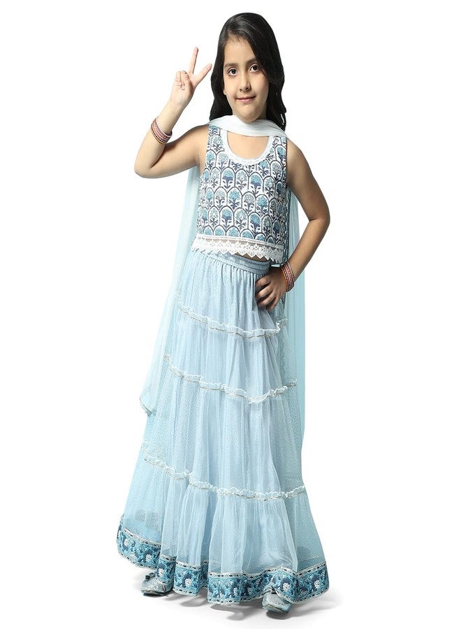 BIBA Girls Voile Lehenga Choli Readymade Powder Blue 10 Years-11 Years - Image 2