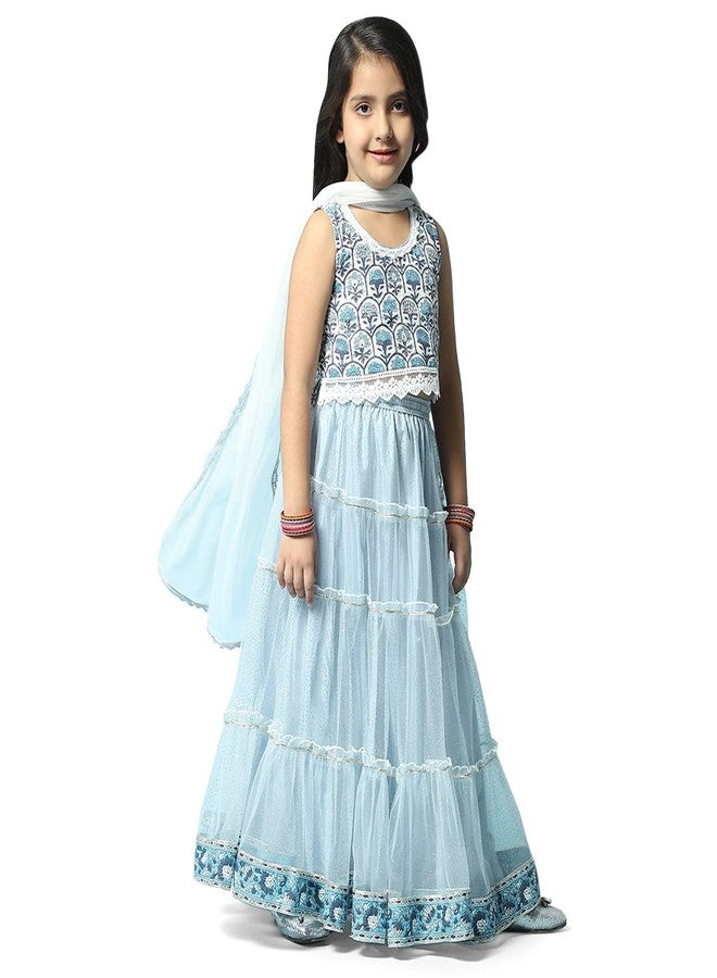 BIBA Girls Voile Lehenga Choli Readymade Powder Blue 10 Years-11 Years - Image 4