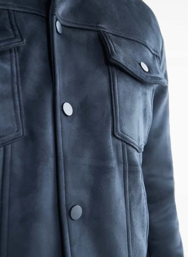 Splash FAV Regular Fit Biker Jacket with Snap Button Closure