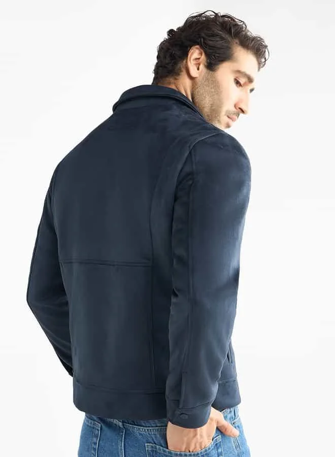 Splash FAV Regular Fit Biker Jacket with Snap Button Closure