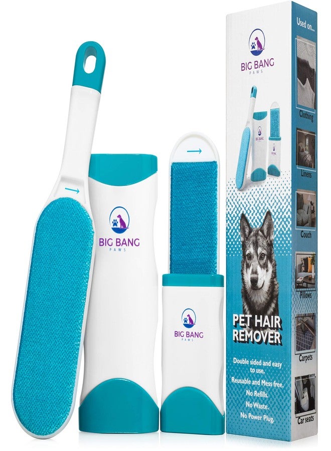 Big Bang Paws فرشاة إزالة شعر الحيوانات الأليفة - مزيل شعر الكلاب للملابس - فرشاة إزالة الوبر - مزيل فرو قابل لإعادة الاستخدام للأثاث والملابس - مزيل خفيف لوبر الحيوانات الأليفة بقاعدة تنظيف ذاتي - Image 1