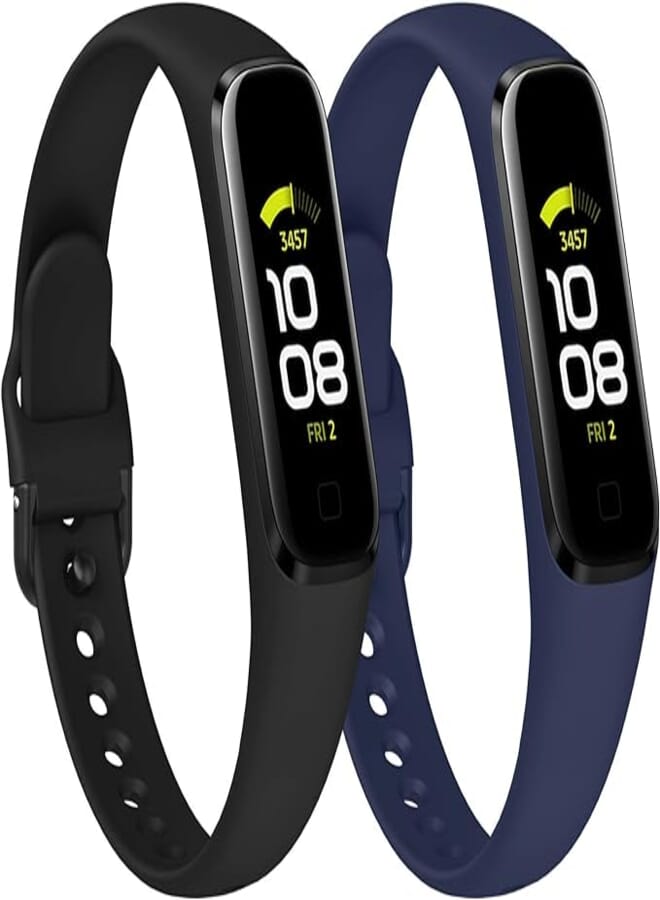 حزام KIMILAR المتوافق مع Samsung Galaxy Fit2 للنساء والرجال (عبوة من قطعتين) حزام رياضي مقاوم للماء من السيليكون الناعم متوافق مع Samsung Galaxy Fit 2 SM-R220، للمعصم مقاس 5.71"-7.67"