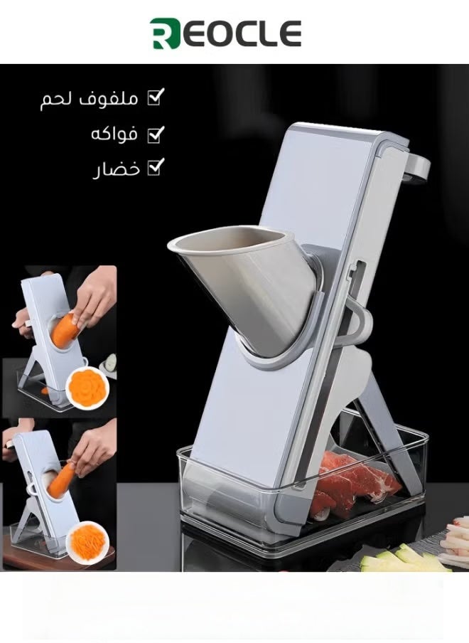 REOCLE Safe Mandoline Slicer Adjustable Vegetable Food Chopper Potato Fries Cutter with Detachable Blade Kitchen Chopping Artifact as Gift for Mother's Day - Image 1