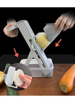 REOCLE Safe Mandoline Slicer Adjustable Vegetable Food Chopper Potato Fries Cutter with Detachable Blade Kitchen Chopping Artifact as Gift for Mother's Day  - Image 3