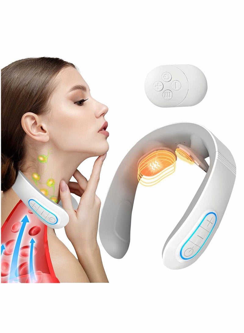 جهاز تدليك الرقبة اللاسلكي مع الحرارة والتحفيز الكهربائي العضلي، 15 مستوى لتخفيف آلام الأنسجة العميقة والاسترخاء - Image 1