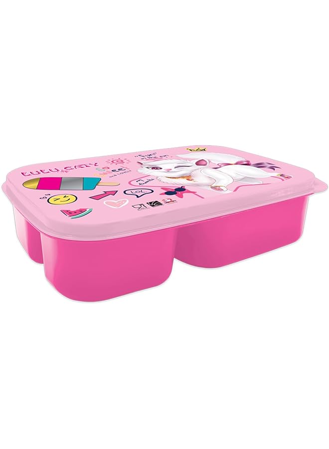 LULU CATY Kids Plastic Lunch Box With 3 Compartment Pink 143831