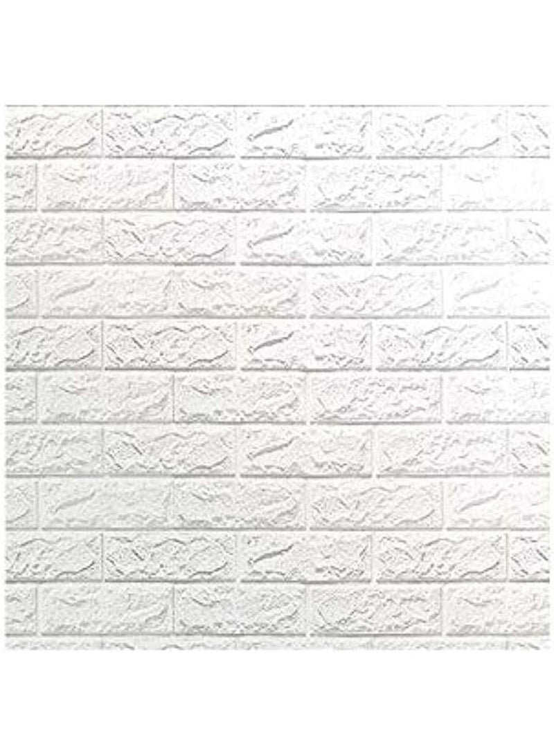 10-Piece 3D White Brick Wall Panels, Self-Adhesive Removable Foam Wallpaper, Waterproof, Moisture-Resistant and Sound-Insulating, 77 × 70 cm, for Living Room, Bedroom and Kitchen - Image 1
