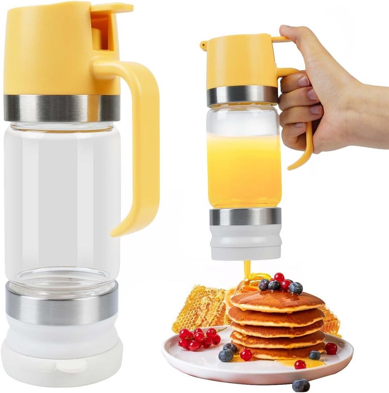 Ecopandy Honey Dispenser No Drip with Base 2025 Upgrade, 12 OZ Glass Honey Jar pot with Handle, Syrup Dispenser for Coffee or Tea, Mess Free Honey Dispenser for Honey and Syrup, Honey Container - Image 1