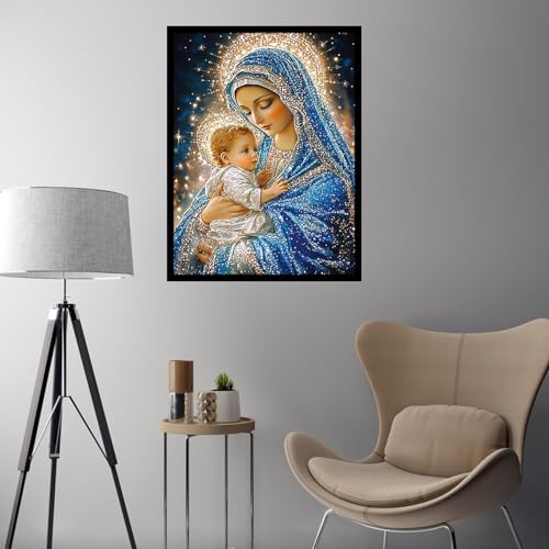 CHWGLFGG 5D Diamond Art Kits for Adults Beginners, Virgin Mary Diamond Painting Kits, DIY Full Round Drill Paint by Diamonds Dot Gem Art for Adults, Home Wall Decor 12x 16 Inch - Image 4