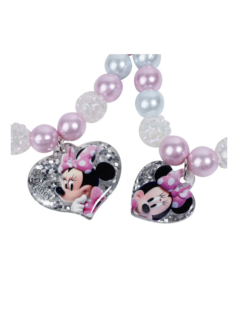 Disney Beaded Necklace and Bracelets Jewelry Set, 2 pcs, for Girls with Disney Minnie Mouse Pendant