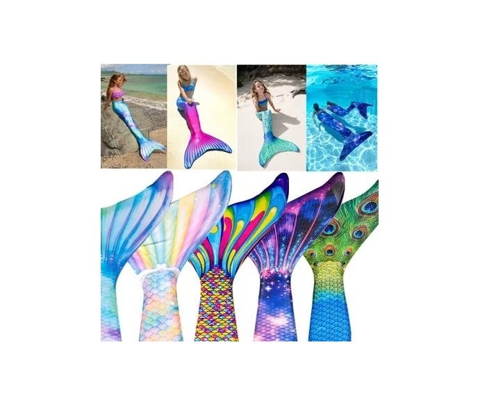 general Kids and Adult Mermaid Tail Swimming Costume Polyester Print Design - Image 2